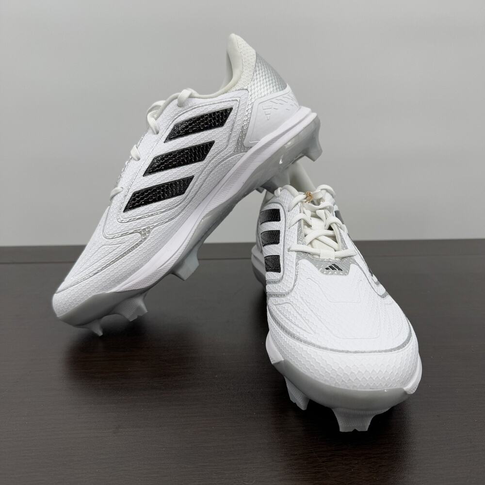 Adizero PureHustle 3 TPU Softball Cleats Adidas White Black Silver IG7137 Sz 9.5 - Picture 12 of 14